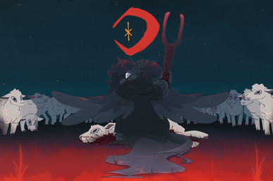 anthro being_watched blood bodily_fluids corpse death female feral gore grey_body group hair looking_at_another looking_at_viewer moon night sky spread_wings staff star starry_sky wings digboye vylet_pony wolf_(vylet_pony) bovid canid canine canis caprine equid equine horse hybrid mammal pony sheep wolf 2025 digital_media_(artwork) hi_res