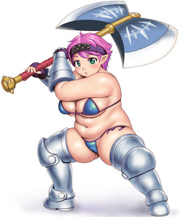 armor axe big_breasts bikini blue_bikini blue_clothing blue_swimwear blush breasts clothing female fingerless_gloves gloves green_eyes handwear holding_axe holding_object holding_weapon humanoid_pointy_ears light_body light_skin looking_at_viewer navel pointy_ears simple_background slightly_chubby solo swimwear thick_thighs two-piece_swimsuit unconvincing_armor weapon white_background wide_hips orizendau dwarf humanoid hi_res