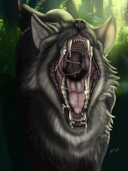 bodily_fluids drooling feral flesh fur gaping gullet gums inviting lips male mouth_shot open_mouth paws realistic saliva solo teeth throat tongue arcticdunx nuntis_(nuntis) canid canine canis mammal wolf 3:4 absurd_res hi_res shaded