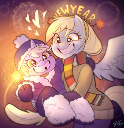 accessory anthro blonde_hair boots clothing derp_eyes duo female footwear grey_body hair headband holding_another horn jacket missing_tooth pink_body scarf shoes smile sparkler topwear wings xconitox friendship_is_magic hasbro my_little_pony mythology derpy_hooves_(mlp) dinky_hooves_(mlp) equid equine mammal mythological_creature mythological_equine pegasus unicorn hi_res daughter_(lore) mother_(lore) mother_and_child_(lore) mother_and_daughter_(lore) parent_(lore) parent_and_child_(lore) parent_and_daughter_(lore)