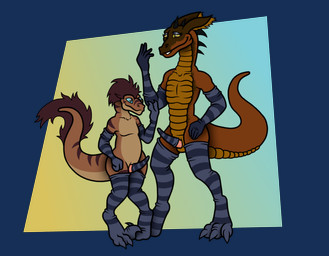 3_toes anthro armor armwear big_butt big_tail blue_eyes breastplate brown_body brown_ears brown_feathers brown_markings brown_scales brown_stripes butt chest_plates claws clothing cock_sock digitigrade duo ear_fur ear_markings ears_back elbow_gloves erection eyeshadow feather_hair feathers feet finger_claws fingers footwear genitals glistening glistening_eyes glistening_eyeshadow gloves grey_clothing grey_eyeshadow grey_gloves grey_handwear grey_legwear grey_stockings grey_stripes hand_on_hip handwear head_feathers head_markings head_spikes knock-kneed larger_male legwear long_neck long_tail looking_at_hand makeup male male/male markings multicolored_body neck_spikes overweight overweight_male pattern_armwear pattern_clothing pattern_gloves pattern_handwear pattern_legwear pattern_stockings paws penis penis_clothing pink_penis pivoted_ears pseudo_hair raised_hand raised_tail scales simple_background size_difference slim slim_male smaller_male smile snout socks spikes spikes_(anatomy) stipes stockings striped_arms striped_armwear striped_body striped_clothing striped_gloves striped_handwear striped_head striped_legs striped_legwear striped_markings striped_stockings striped_tail stripes tail tail_feathers tail_markings tapering_penis tapering_tail teeth thick_tail thick_thighs toe_claws toes wide_hips yellow_eyes janek5 5-sock_outfit mythology janek_(janek5) smokie_(janek5) anthrosaur dinosaur dragon dromaeosaurid mythological_creature mythological_scalie prehistoric_species reptile saurischian scalie theropod velociraptor absurd_res alpha_channel hi_res