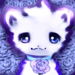 blue_eyes blue_sclera collar flower fluffy fluffy_tail fur looking_at_viewer plant rose_(flower) smile solo tail tuft white_body white_fur snoiifoxxo snoii_(snoiifoxxo) arctic_fox canid canine fox mammal true_fox 1:1 hi_res