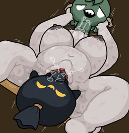 abdominal_bulge areola bag balls belly bodily_fluids breasts butt butt_squish fellatio female freckled_areola freckles genital_fluids genitals group group_sex hanging_breasts hanging_by_feet holding_partner interspecies male male/female messy navel nipples not_furry oral penile penis pokephilia sex sitting_on_butt slime squish sweat sweaty_arms sweaty_balls sweaty_breasts sweaty_genitalia trash trash_bag trio vaginal vaginal_fluids vulva yolka nintendo pokemon gunkbag_(yolka) generation_5_pokemon human mammal pokemon_(species) slime_(blob) trubbish waddling_head hi_res