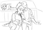 anthro bald blood blood_on_face bodily_fluids bottomwear breasts cellphone clothed clothing drooling duo_focus electronics facial_horn female female_anthro frill_(anatomy) group hair holding_cellphone holding_object holding_phone holding_smartphone hoodie horn laugh male male/female male_anthro nose_horn onomatopoeia open_mouth pants phone saliva shirt sitting sleeping smartphone smile snout sound_effects stab tail text tongue topwear trio prometheuzone cavemanon_studios goodbye_volcano_high snoot_game anon_(snoot_game) reed_(gvh) trish_(gvh) ceratopsian dinosaur dromaeosaurid human mammal ornithischian prehistoric_species reptile scalie theropod triceratops velociraptor monochrome