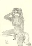 anthro breasts butt female genitals nipples nude pussy solo n2o mahuru_pierah ictonychine mammal marbled_polecat mustelid musteline polecat_(mustelid) hi_res