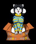 adoption_box anthro anthrofied box breasts clothed clothing container female hair nipple_outline solo white_body nickwantstorp undertale undertale_(series) temmie_(undertale) mammal tem alpha_channel hi_res