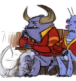 arm_support duo_focus eyewear fellatio glasses group horn invisible leaning_on_elbow male male/male oral penile public sex simple_background sneaky stealth_sex translucent translucent_body under_table white_background pullmytail disney monsters_inc monsters_university pixar javier_rios johnny_worthington randall_boggs humanoid monster scalie digital_media_(artwork) hi_res sketch