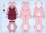 anthro back_fat belly breasts butt female hair nude obese overweight overweight_anthro pink_body short_tail solo tail white_hair crydakota lagomorph leporid mammal rabbit digital_drawing_(artwork) digital_media_(artwork) hi_res model_sheet pastel_theme