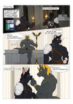 anthro black_body border dialogue duo grey_body horn male male/male muscular muscular_male text white_border unknown_(artist) egyptian_mythology middle_eastern_mythology mythology anubis aurelius_goldtalon cell_(unknown) canid canine canis deity mammal wolf absurd_res comic english_text hi_res