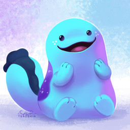 ambiguous_gender blue_body dot_eyes feral freckled_face freckles open_mouth open_smile red_tongue simple_eyes sitting smile solo tail tongue tsaoshin nintendo pokemon generation_2_pokemon pokemon_(species) quagsire 1:1 2022 digital_media_(artwork) digital_painting_(artwork) full-length_portrait painting_(artwork) portrait shaded