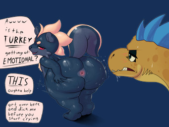 anal_request anthro anus big_butt blush bodily_fluids bubble_butt butt dialogue duo eye_contact eyeshadow hand_on_butt huge_butt looking_at_another makeup male nude presenting presenting_anus presenting_hindquarters profanity raised_tail saliva speech_bubble spread_butt spreading sweat tail taunting teasing text thick_thighs mukihyena halo_(series) microsoft xbox_game_studios blueberry_(bitfly) kiggy alien kig-yar mammal mephitid ruuhtian scalie skunk striped_skunk absurd_res alpha_channel alternate_version_at_source digital_media_(artwork) english_text hi_res