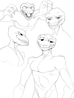 anthro creepy_face grin male nude smile smirk solo tired_eyes mistakenpotatoes mina_the_hollower yacht_club_games grinnsly_(mina_the_hollower) humanoid monster hi_res monochrome