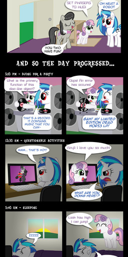 amber_eyes black_hair blue_hair bow_(feature) bow_tie box container cutie_mark dialogue fangs female feral hair horn long_hair multicolored_hair purple_eyes quadruped speaker tail teeth text theater two_tone_hair scramjet747 friendship_is_magic hasbro my_little_pony mythology lyra_heartstrings_(mlp) octavia_(mlp) sweetie_belle_(mlp) vinyl_scratch_(mlp) earth_pony equid equine horse mammal mythological_creature mythological_equine pony unicorn 2012 absurd_res comic english_text hi_res long_image tall_image url