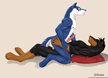anal animal_genitalia animal_penis anthro biceps canine_genitalia canine_penis cowgirl_position duo erection from_front_position fur genitals knot male male/male male_on_bottom male_on_top male_penetrated male_penetrating male_penetrating_male muscular nipples nude on_bottom on_top pecs penetration penis sex sheath straddling tail elbestia beauceron canid canine canis domestic_dog herding_dog mammal pastoral_dog wolf