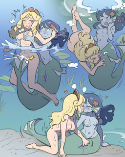 animal_genitalia areola biped blonde_hair blue_areola blue_body blue_eyes blue_fin blue_hair blue_nipples blue_skin blush blush_lines breast_fondling breast_play breasts butt cloaca cloacal cloacal_fingering cloacalingus closed_smile crown duo ear_fins eyelashes feet female female/female female_human female_humanoid fin fingering fingering_partner fondling genitals green_body green_scales grinding hair hand_on_breast headgear heart_symbol hip_fins human_on_humanoid humanoid_feet interspecies kiss_on_lips kissing kneeling leaf long_hair looking_at_another looking_at_partner looking_down looking_down_at_partner mouth_closed navel nipple_fetish nipple_pinch nipple_play nipples nude nude_female nude_human nude_humanoid oral partially_submerged pinch pink_areola pink_nipples plant plantigrade pupils purple_cloaca rock scales sex sitting smile split_form starfish_(accessory) swimming tail tail_fin tiara underwater vaginal water wet kinnni-chan embric_of_wulfhammer's_castle duchess_catherine asterozoan echinoderm human humanoid humanoid_merfolk mammal marine merfolk nereid starfish 2025 4:5 absurd_res hi_res