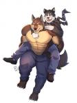 2019 3:4 abs absurd_res anthro biceps canid canine canis clothing domestic_dog fur hi_res male mammal muscular muscular_male pecs raytig12