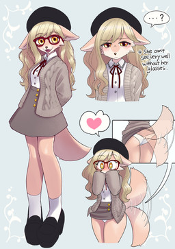 accident accidental_exposure anthro blonde_hair blush bottomwear breasts butt button_skirt cardigan clothed clothing cute_fangs eyewear fangs female female_anthro footwear fur glasses hair hands_behind_back happy hat headgear headwear heart_symbol kemono long_hair looking_at_viewer open_mouth open_smile panties panty_shot raised_bottomwear raised_clothing raised_skirt shirt shoes skirt small_breasts smile socks solo tail tail_motion tail_under_skirt tail_upskirt tailwag tan_body tan_fur teeth text tongue topwear underwear upskirt wearing_glasses white_clothing white_panties white_underwear yellow_eyes unousaya canid canine canis domestic_dog mammal 2024 digital_media_(artwork) english_text full-length_portrait multiple_images portrait
