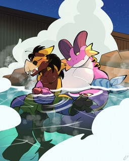 anal anal_penetration anthro armband armpit_hair balls body_hair duo genitals handjob hot_spring male male/male musclegut muscular nude outdoor_nudity outside_sex overweight overweight_anthro overweight_male penetration penile sex steam water vern yellowluster european_mythology mythology nintendo pokemon suuta_(wuffdoctor) weath_verncel bat dragon generation_3_pokemon hybrid mammal mythological_creature mythological_scalie pokemon_(species) scalie swampert western_dragon hi_res