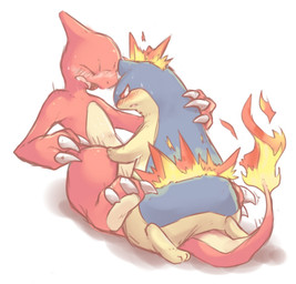 ambiguous_gender blush bodily_fluids duo eyes_closed feral feral_on_feral fire flaming_tail from_front_position interspecies lying missionary_position nude on_back on_top open_mouth orange_body orange_skin penetration red_body red_eyes red_scales scales sex simple_background sitting straddling sweat tail white_background doessummer nintendo pokemon charmeleon generation_1_pokemon generation_2_pokemon pokemon_(species) quilava