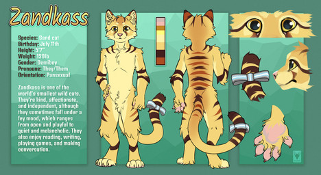 abstract_background accessory anthro arm_tuft biped bow_(feature) bow_accessory bow_ribbon brown_body brown_claws brown_ears brown_fur brown_stripes cheek_tuft claws close-up crotch_tuft digitigrade elbow_tuft facial_tuft finger_claws front_view fur furgonomics glistening glistening_eyes inner_ear_fluff looking_at_viewer male markings pawpads pink_nose pink_pawpads rear_view ribbons shoulder_tuft solo standing striped_arms striped_back striped_body striped_fur striped_legs striped_markings striped_tail stripes tail tail_accessory tail_bow tail_markings tail_ribbon text tuft yellow_body yellow_eyes yellow_fur yellow_inner_ear_fluff yookie felid feline felis mammal sand_cat english_text model_sheet signature