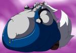 anthro belly big_belly blue_bodysuit blue_clothing blue_jumpsuit blue_skinsuit bodily_fluids bodysuit clothing fist footwear huge_belly hyper hyper_belly immobile male morbidly_obese morbidly_obese_anthro morbidly_obese_male obese obese_anthro obese_male overweight overweight_anthro overweight_male purple_background shoes simple_background skinsuit solo sweat sweatdrop tight_clothing unzipped unzipped_bodysuit zipper weighty-kyte pretty_cure wolfrun canid canine canis mammal wolf