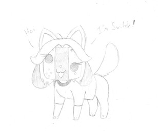 alternate_species clothed clothing controller female feral simple_background solo text white_background nintendo nintendo_switch undertale undertale_(series) switch_dog temmie_(undertale) animate_inanimate canid mammal tem greyscale monochrome sketch source_request