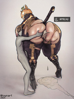 after_anal after_sex anthro anus big_butt bodily_fluids boots bottomwear butt butt_grab button_prompt clothing cum cum_drip cum_from_ass cum_in_ass cum_inside cum_on_ground cum_pool dripping erection featureless_face female food footwear for_a_head fruit gameplay_mechanics gaping gaping_anus genital_fluids hand_in_head hand_on_butt high_heeled_boots high_heels huge_butt larger_female male male/female pants plant pumpkin pumpkin_head pussy_peek shoes size_difference slightly_chubby slightly_chubby_female smaller_male spread_butt spreading sweat sweaty_butt thick_thighs tight_clothing torn_bottomwear torn_clothing torn_pants lowndrawthing epic_games fortnite spice_(fortnite) domestic_cat felid feline felis human mammal object_head absurd_res hi_res