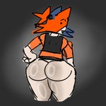 anthro butt female hand_on_hip looking_at_viewer looking_back rear_view solo bombaclaytt_(artist) epic_games fortnite cate_meowdy calico_cat domestic_cat felid feline felis mammal hi_res