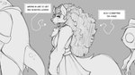 anthro clothing female looking_at_viewer solo tax_fraud text watsup mythology gwen_(sharkrags) canid canine mammal mythological_canine mythological_creature were werecanid werecanine werewolf 16:9 2023 english_text greyscale monochrome widescreen