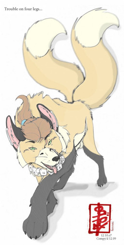 2_tails aggressive animal_genitalia balls ear_cuff feral fur genitals jewelry male multi_tail necklace orange_body orange_fur rape_face sheath solo stalking tail teeth_showing text tongue tongue_out walking fennec_(artist) fennec_(character) canid canine fox mammal werecanid werecanine werecreature werefox hi_res