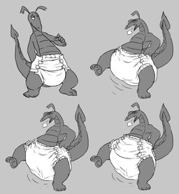 anthro big_diaper biped blush clean_diaper clothed clothing diaper diaper_only grey_background male open_mouth simple_background soiled_diaper solo topless unclean_diaper used_diaper wearing_diaper crackajackin mythology dragon mythological_creature mythological_scalie scalie 2015 digital_media_(artwork) greyscale hi_res monochrome multiple_scenes