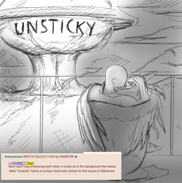 anthro bald bodily_fluids chain-link_fence crying duo eyes_closed featureless_face female fence hug male nuke tears text using_wings wing_hug wings orange_bongo 4chan cavemanon_studios goodbye_volcano_high ko_op_(game_developer) snoot_game anon_(snoot_game) fang_(gvh) human mammal prehistoric_species pterosaur reptile scalie english_text hi_res monochrome sketch