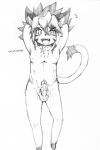 anthro clothing erection genitals humanoid_genitalia humanoid_penis male nude penis solo rankiti cyberconnect2 little_tail_bronx solatorobo calua_napage domestic_cat felid feline felineko felis mammal hi_res monochrome