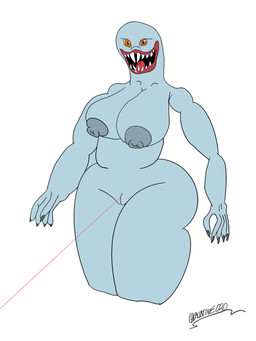 blue_body breasts female genitals nipples solo standing vulva jessica_gregory humanoid regenerator_(resident_evil) hi_res