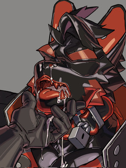 5_fingers anthro biped black_latex bodily_fluids bodysuit bound close-up clothed clothing collar cum cum_in_mouth cum_in_nose cum_inside duo encasement fingers genital_fluids gloves handwear latex latex_clothing latex_collar latex_gloves latex_handwear lock male open_mouth padlock red_latex simple_background skinsuit solo_focus tight_clothing haku_rice mammal 2025 digital_media_(artwork) hi_res