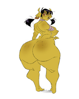 bandage big_butt black_hair breasts butt butt_focus ear_piercing female freckles hair hand_on_hip huge_butt humanoid_pointy_ears long_hair looking_at_viewer looking_back not_furry nude piercing pigtails pointy_ears rear_view red_eyes sharp_teeth side_boob simple_background solo standing teeth thick_thighs tusks white_background wide_hips yellow_sclera slb orchidea_(slb) humanoid orc 2017 digital_media_(artwork) hi_res