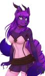 accessory anthro breasts clothed clothing eyewear female garter glasses looking_at_viewer smile solo lunarii rose_draconis canid canine canis mammal wolf 3:5 digital_media_(artwork) shaded