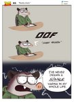 clothed clothing dialogue drawing eyewear glasses hoodie humor male solo speech_bubble tablet tablet_pen text topwear tohilewd tohilewd_(character) american_opossum mammal marsupial absurd_res comic english_text hi_res