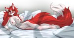 5_fingers anthro areola blush breasts countershade_torso countershading eyewear eyewear_only featureless_crotch feet female fingers front_view fur glasses glasses_only hair inner_ear_fluff inside looking_at_viewer lying navel nipples nude nude_anthro nude_female on_side orange_eyes red_body red_fur red_hair red_tail smile solo tail toes tuft wearing_glasses tinygaypirate canid canine fox mammal 2025 digital_media_(artwork) hi_res