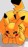 anthro big_breasts big_butt bottom_heavy breasts butt female fur heart_tail huge_butt looking_at_viewer lying nude nude_anthro nude_female on_front pear-shaped_figure short_stack slightly_chubby slightly_chubby_anthro slightly_chubby_female smile solo tail wide_hips yellow_body yellow_fur nitrozo nintendo pokemon generation_1_pokemon mammal pikachu pokemon_(species) rodent hi_res