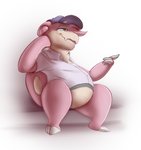 clothing hat headgear headwear painting shirt sitting solo topwear mendobear nintendo pokemon generation_1_pokemon pokemon_(species) slowpoke hi_res shaded