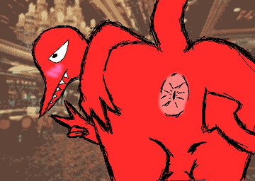 anus bent_over biped blush butt gesture hand_gesture male nude pink_anus presenting presenting_anus raised_tail red_body sharp_teeth solo spade_tail tail teeth v_sign shinsz fiend_(pilotredsun) demon digital_media_(artwork) low_res