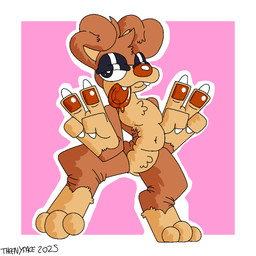 anthro bedroom_eyes digitigrade gesture hand_gesture male narrowed_eyes pawpads seductive slightly_chubby solo standing v_sign theenyface doodle_(doodledoggy) canid canine canis domestic_dog mammal 1:1