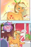 2:3 applejack_(mlp) aroused blonde_hair blue_hair blush bodily_fluids brown_hair brown_tail butt clothing cold-blooded-twilight comic cutie_mark dessert dialogue digital_media_(artwork) dragon drooling english_text equid equine female feral food friendship_is_magic fur green_eyes green_hair group hair hasbro hat headgear headwear heart_symbol hi_res horn mammal multicolored_body multicolored_fur multicolored_hair my_little_pony mythological_creature mythological_equine mythological_scalie mythology pastry pie pink_hair purple_eyes saliva scalie sparkles sparkling_eyes spike_(mlp) sweat sweatdrop sweaty_butt sweaty_face tail text tied_hair twilight_sparkle_(mlp) unicorn yellow_body yellow_fur yellow_tail