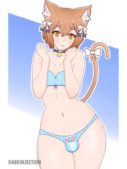 bow_ribbon choker clothing femboy hair jewelry light_body light_skin looking_at_viewer male necklace orange_eyes panties shy simple_background solo standing tail teeth underwear darkinjection re:zero ferris_argyle animal_humanoid cat_humanoid felid felid_humanoid feline feline_humanoid humanoid mammal mammal_humanoid tailed_humanoid 3:4 hi_res