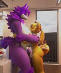 anthro arm_tuft big_breasts breasts chastity_cage chastity_cage_only chastity_device chastity_device_only cheek_tuft city city_background duo elbow_tuft facial_tuft flat_chastity_cage fur genitals gynomorph hair hand_on_head head_between_breasts hug huge_breasts intersex intersex/intersex kitchen knee_tuft leg_tuft looking_at_another looking_at_partner mutual_chastity neck_tuft nipples nude orange_hair penis permanent_chastity_device ponytail purple_body side_butt sitting_on_counter size_difference tuft wearing_chastity_cage wearing_chastity_device white_body white_fur window yellow_body haolde blender_cycles haolde_(character) canid canine canis equid equine horse hybrid mamagen mammal wolf 3d_(artwork) digital_media_(artwork) hi_res