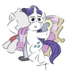 bodily_fluids clothing dress female fur horn mane mannequin purple_mane purple_tail solo tail tears unicorn_horn uniform white_body white_fur tuskonline friendship_is_magic hasbro my_little_pony rarity_(mlp) equid equine horse mammal 1:1