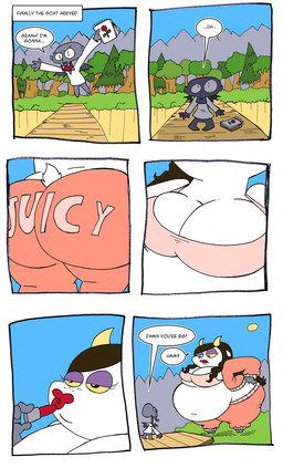 anthro belly big_belly big_breasts big_butt breasts butt duo female grey_body larger_female male obese outside overweight size_difference white_body agouti-rex bovid caprine gargoyle goat mammal 2015 comic digital_drawing_(artwork) digital_media_(artwork) hi_res