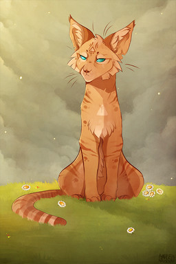 ambiguous_gender blue_eyes day detailed_background feral fur grass orange_body orange_fur outside paws plant sitting solo maplespyder maple_(maplespyder) domestic_cat felid feline felis mammal 2015 2:3 digital_media_(artwork)