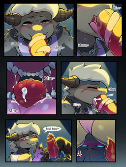 anthro balls big_butt blush bodily_fluids butt clothing collar collar_snap crop_top cum cum_in_mouth cum_inside deep_throat dialogue duo erection facesitting fellatio femboy fingerless_gloves genital_fluids genitals gloves handwear heart_eyes heart_symbol internal internal_fellatio internal_oral long_tongue looking_at_another looking_back male male/male mohawk neck_bulge oral oral_penetration penetration penile penis penis_grab penis_on_tongue pink_clothing power_bottom precum red_penis reverse_mouth_shot sex shirt sitting sitting_on_another teeth text thick_thighs thong tongue tongue_around_penis tongue_on_penis tongue_out tongue_out_fellatio tonguejob topwear torn_clothing underwear wide_hips unsensitivensfw fallout microsoft cyrus_(sigmapaws) gevaudan_(good4life4ever) deathclaw scalie 3:4 comic english_text hi_res